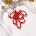 Parche de borla de cuentas de cristal rojo accesorio de costura DIY para ropa decoracion - Rojo