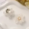 Acrylic flower petal DIY hair accessory detail, dual layer AB color pearl flower component. - White