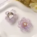 AB Color Acrylic Flower Double Layer Pearl DIY Hair Accessories Component Detail - Purple