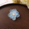 Accesorio pelo flor acrílica, doble capa color AB perla componente DIY horquilla. - Azul