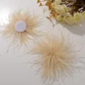 Ostrich feather flower hair clip DIY accessory detail showing fluffy texture and backing base. - Apricot