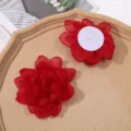 Flor de malla de borde quemado de organza roja pasadores de pelo hechos a mano DIY al por mayor - Rojo