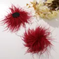 Red ostrich feather flower DIY handmade hair accessories craft materials fluffy charming - Red