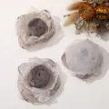 Broche de rosa de malla con borde quemado vintage accesorio para el cabello manualidades - Gris