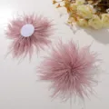Pink ostrich feather flower DIY hair accessory, fluffy handmade hairpin craft material. - Pink