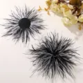 Black and white feather flower hair clip DIY material, elegant ostrich feather detail view. - Black and White