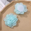 Light blue organza burned edge mesh flower DIY handmade hair accessory material for crafts. - Mint Green