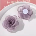 Purple organza flower DIY hair accessories set, children craft handmade material, 2pcs pack. - Purple