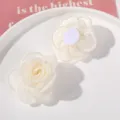 Accesorios de horquilla DIY de tela blanca, diseño de pétalos multicapa exquisitos y bellos. - Blanco Crema