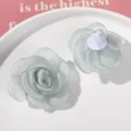 Close-up detail of light green organza mesh flower DIY handmade hair accessories material - Grey Green (1 Piece)