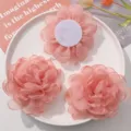 Pink organza burned edge mesh flower DIY handmade hair clip earring craft material variant - Chrysanthemum Pink