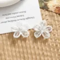 Handmade white crystal beaded flower DIY jewelry accessories for elegant fashion crafts. - White