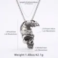 Herren Edelstahl gebrochener Totenkopf Anhänger Halskette, cooler Punk Rock Schmuck. - Silber