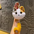 Portachiavi in peluche testa di gatto carino con coda estensibile, morbido ciondolo borsa animale. - Testa di gatto con coda tirabile - gatto calico