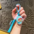 Cute blue plush doll keychain with strap, soft toy bag charm for women and students. - Blue