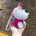 Cute plush West Highland Terrier dog keychain, soft stuffed puppy bag charm pendant for women. - Cosplay Westies - Birthday Hat