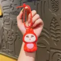 Cute red crying rabbit silicone stress relief keychain cute bag pendant gift accessory item - Red