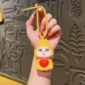 Cute yellow bunny squeeze toy keychain, soft silicone decompression hanging pendant decoration. - Yellow