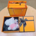 Cute West Highland White Terrier plush toy pendant, fluffy doll key chain for women bag. - Westie Dress-up - Pink Outfit + Orange Gift Box + Bag