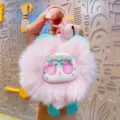 Cute plush bear keychain fluffy bag charm pink stuffed doll cartoon accessories pendant - Plush Sweetheart Bear - Pink