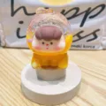 Cute fruit style liquid flowing toy desktop car ornament resin figurine with wooden base. - Colorful Beads Fruit Cub - Orange