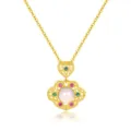 S925 sterling silver necklace French vintage hollow pendant with pearl and colored gemstones - YX0227-French Vintage Hollow Style