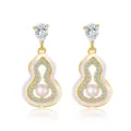 Elegant gold-plated gourd pearl drop earrings with sparkling zircon for women and girls. - YS0020-French Vintage Gourd Earrings Style