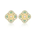 Elegant vintage quatrefoil pearl earrings gold plated with turquoise enamel and stones. - YS0019-Clover Vintage Earrings Style