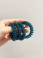 Donkergroene spiraal haarelastiekjes, duurzame telefoonsnoer haarbanden voor dagelijks gebruik. - Jelly pauwenblauw