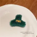Furry lamb hair bangs grab clip for women, cute winter small hair claw accessory. - Green