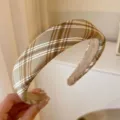 Serre-tête à carreaux marron pour femme, bandeau élégant et épais au style rétro pour un look chic. - qd4# Bandeau Rayé