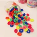 Colorful small hair ties for kids, high elasticity hair elastics and rubber bands in a clear jar. - Colorful