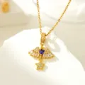 Exquisite angel wings heart pendant necklace, elegant gold fashion clavicle chain jewelry. - Angel Wing Heart Necklace (T1352)