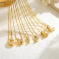 Gold alphabet pendant choker necklaces featuring sparkling rhinestone letters for women fashion. - Letter B Necklace (T01652) / Gold