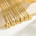 Gold initial letter pendant necklace micro-paved cubic zirconia alphabet jewelry detail. - Letter C Necklace (T01656) / Gold