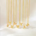 Gold alphabet letter pendant choker necklaces featuring sparkling rhinestone pave details. - Letter D Necklace (T01661) / Gold