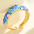 Bohemian colorful enamel open ring, gold-plated adjustable fashion jewelry band variant. - Colorful Bohemian