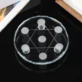 Clear crystal seven-star array base for crystal spheres, faceted glass display plate ornament. - 12cm Diameter Base Plate