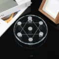 Clear crystal seven star array base for crystal spheres, geometric grid design display stand. - 10cm Diameter Base Plate