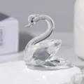 Crystal swan figurine clear faceted tabletop ornament romantic couple home decor gift - Solid Small Swan / 5cm