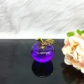 Crystal apple ornament decorative purple glass figurine with rhinestones for gifts. - Purple