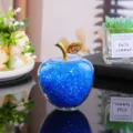 Crystal apple decoration ornament, sparkling glass fruit gift for desktop home decor. - 5cm / Blue