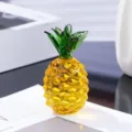 Crystal glass pineapple ornament close up, vibrant yellow and green decorative desktop decor. - 7cm High