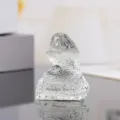 Crystal snake figurine zodiac animal sculpture clear glass home desk decor fine detail view - Clear