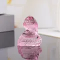 Exquisite crystal snake figurine, detailed glass animal ornament for home desktop decor. - Pink