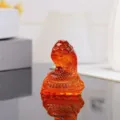 Amber glazed glass snake figurine Chinese zodiac animal crystal ornament for home living room decor - Orange