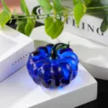 Figurine citrouille en verre cristal bleu décoration de table bureau cadeau vitrine - 4cm / Bleu