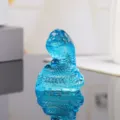Blue crystal snake figurine, Chinese zodiac animal statue for living room home decor details. - Lake Blue