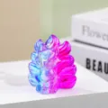 Stunning crystal nine-tailed fox figurine with blue-pink gradient, perfect decor. - Metallic Blue