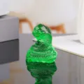 Green crystal snake figurine detail, zodiac animal crystal sculpture close up, home decor - Green